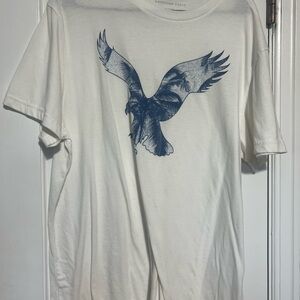 American Eagle Outfitters Blue and White Short Sleeve Tee